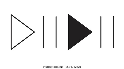 Play pause icon set in thin line. vector illustrations for web