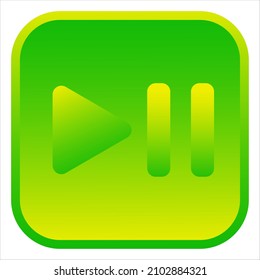 Play and pause icon. Start and pause button. Isolated web icon. Logo design. Flat vector illustration in green gradient color.