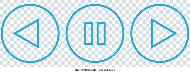 Play and pause icon symbol set. Simple flat shape button. Web and phone application audio or video control buttons. Black silhouette isolated on white background. Vector illustration image. 