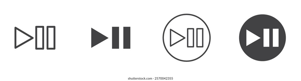 Play pause icon Thin line art isolated