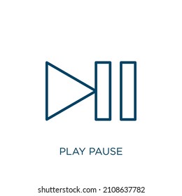 play pause icon. Thin linear play pause outline icon isolated on white background. Line vector play pause sign, symbol for web and mobile