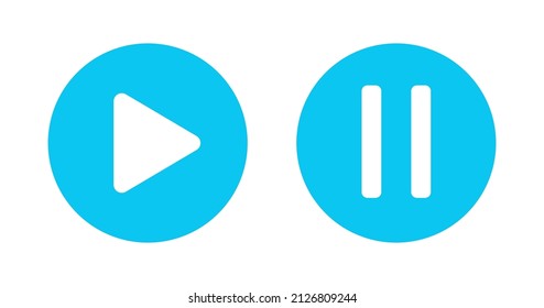 Play and pause icon ui interface isolated on white background. Vector 10 eps