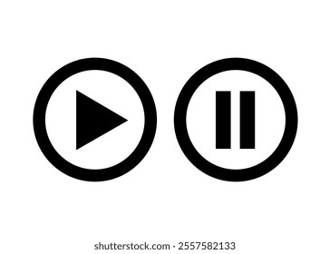 play and pause icon vector on white background