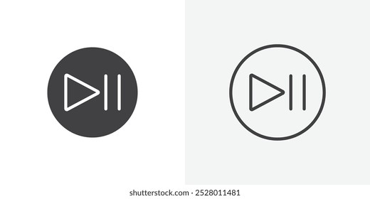 Reproduzir ícone de pausa ícone de vetor definido em preto e branco.