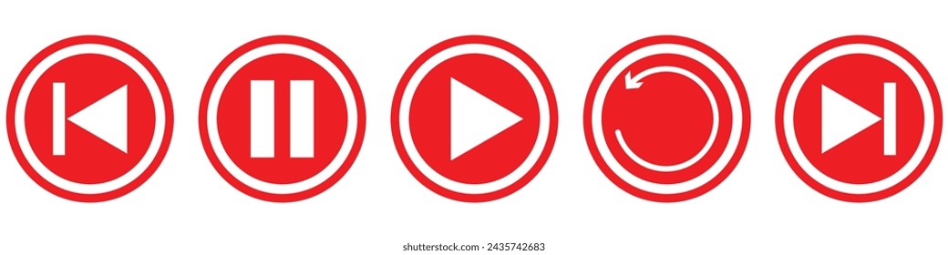 Play and Pause icons, collection of media player icons