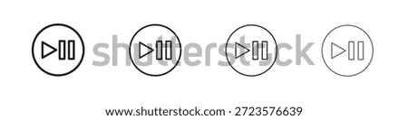Play pause icons designed in outline, line and stroke style