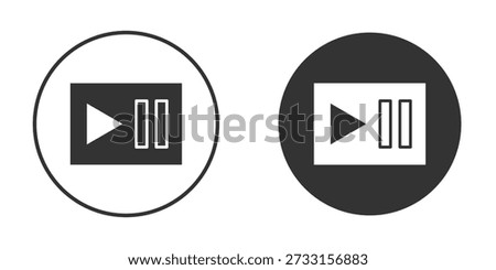 Play pause icons in modern flat solid style for UI UX Designs