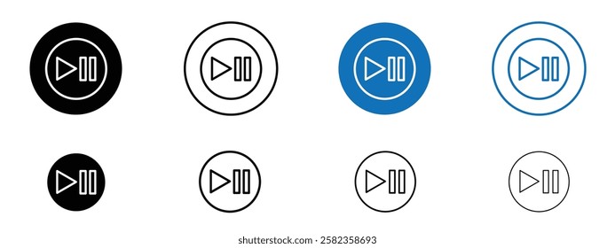 Play pause icons pack vectors for app and web ui designs