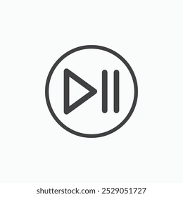 Play pause icons set. filled and line illustration