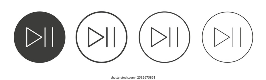 Play pause icons set vectors graphic designs