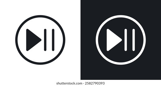 Play pause icons set vectors black and colored style