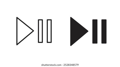 Reproduzir ícones de pausa. Vetor definido no estilo de linha e preenchido.