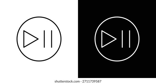 Reproduzir símbolos de vetor de ícones de pausa com linhas de traçado editáveis para designs da Web