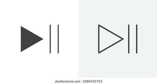 Play pause icons vectors illustrations in black fill and liner versions