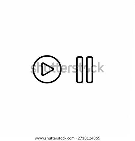 Play Pause Media Icons. Minimal Outline Vector Style