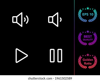 Play pause modern line icon vector set.