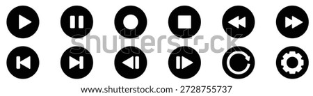 Play, Pause, Replay, Previous and Next Track Icons – Video Streaming App Vector	
