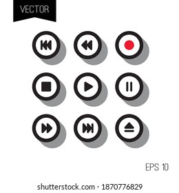 Play, Pause, Rewind, Fast Forward And Other Buttons. Vector Set.