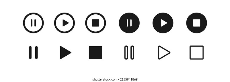 Play, pause and stop button. Media interface concept in flat style. Vector illustration.