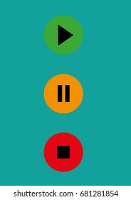 play pause stop button vectors