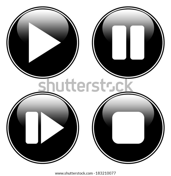 Play Pause Stop Forward Buttons Set Stock Vector (Royalty Free) 183210077