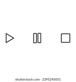 Reproducir, pausar y detener el vector de icono en el estilo de línea