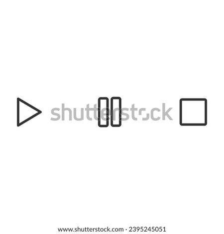 Play, pause, and stop icon vector in line style