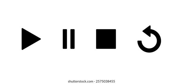 Play, pause, stop, and repeat icon in generic style