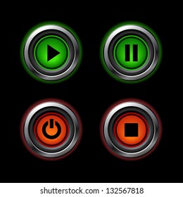 Play, pause, stop web buttons for website or app