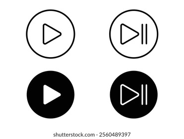 Play and Pause Symbol Collection, Modern Vector Graphics