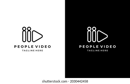 Play Pause Video Movie People Logo Design Inspiration 