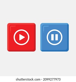Reproducir y pausar la tendencia moderna del reproductor de vídeo en el estilo del morfismo de vidrio con gradiente. La colección incluye 4 iconos en un solo estilo de negocio, finanzas, sitio web, etc.
