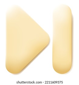 play pause yellow 3d vector button isolated media player button mp3 icon video web website interface