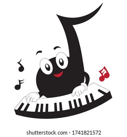 tocar piano teclado nota musical lindo personaje de dibujos animados instrumentos musicales vector