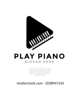 Play piano logo concept design vector