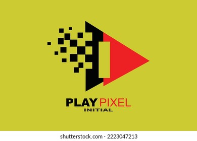 I Play pixel Letter logo template for your branding.
