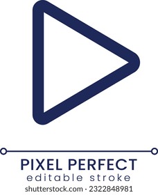 Play pixel perfect linear ui icon. Multimedia player control. Start music and video playing. GUI, UX design. Outline isolated user interface element for app and web. Editable stroke. Poppins font used