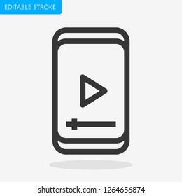 Play Player on Mobile Icon Pixel Perfect Editable Stroke Vector