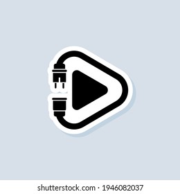 Play and plug sticker. Electric. Power cord. Technology icons. Vector on isolated white background. EPS 10.