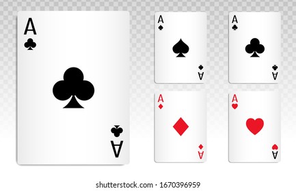 Play poker card ace with a transparent background