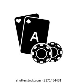 Play Poker Card Chip Black Silhouette Stock Vector (Royalty Free ...