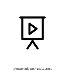 Play Presentation Education Outline Icon Vector Illustration
