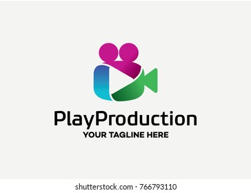 Play Production Logo Template Design Vector, Emblem, Design Concept, Creative Symbol, Icon