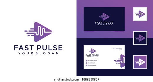 Play pulse logo design concept Vector music logo template and business card