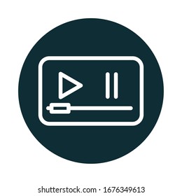 play and puse button sound block style icon vector illustration
