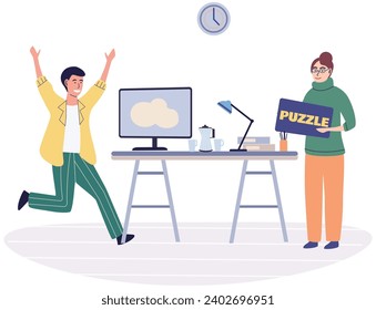 Play puzzle vector illustration. Engaging in smart activities promotes cognitive development and critical thinking Unusual games offer refreshing and unique gaming experience Playing games provides