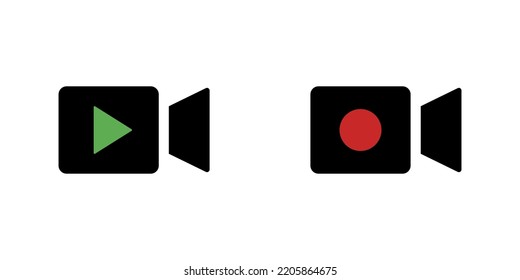 Play and record vector flat style editable. Playback icon. Recording icon.