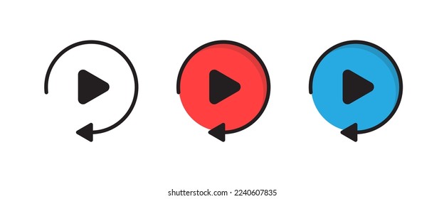 Play, Replay icon symbols music movie button for web app banner logo - Vector 