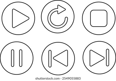 Wiedergabe, Wiedergabe, Stopp, Pause, Vorheriges, Nächstes Symbol-Set. Symbol wiedergeben. Pausenzeichen. Schaltfläche Player. Media Player-Taste
