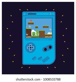 play a retro games on game consoles, vector illustrations